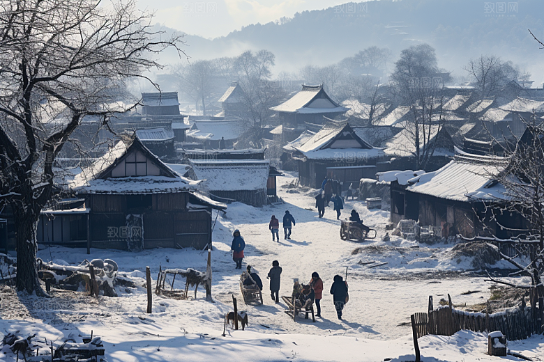 东北雪乡风光高清素材