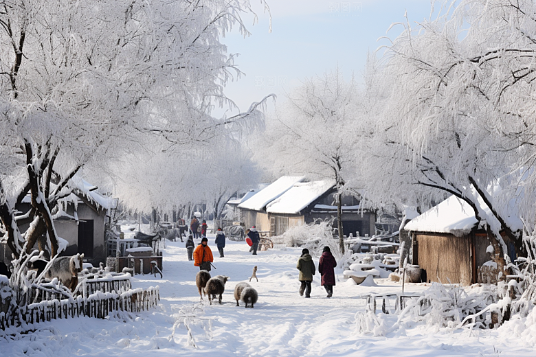 东北雪乡高清景区素材