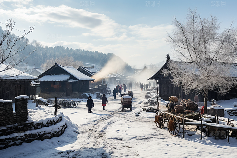 东北雪乡雪景北方素材