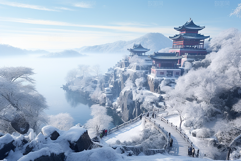 东北雪乡大雪雪景素材
