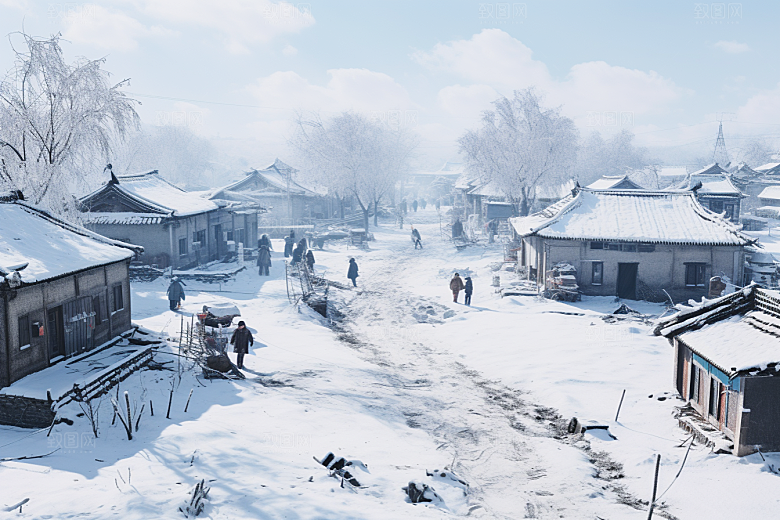 东北雪乡景区高清素材