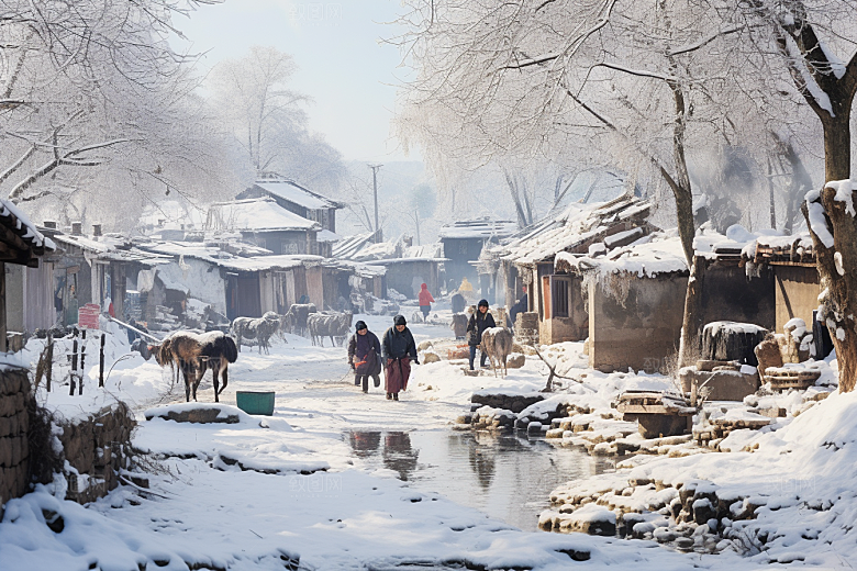 东北雪乡雪景北方素材