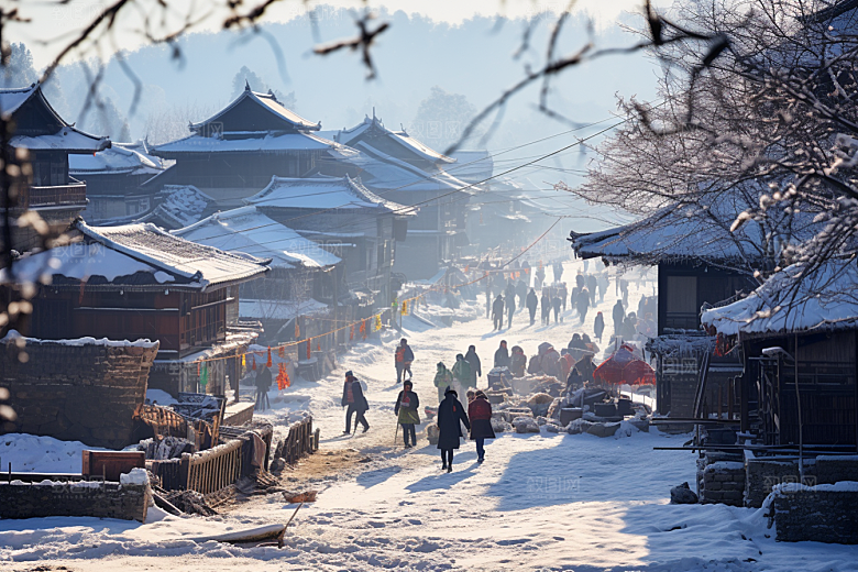 东北雪乡大雪景区素材