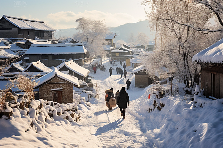 东北雪乡高清雪景素材