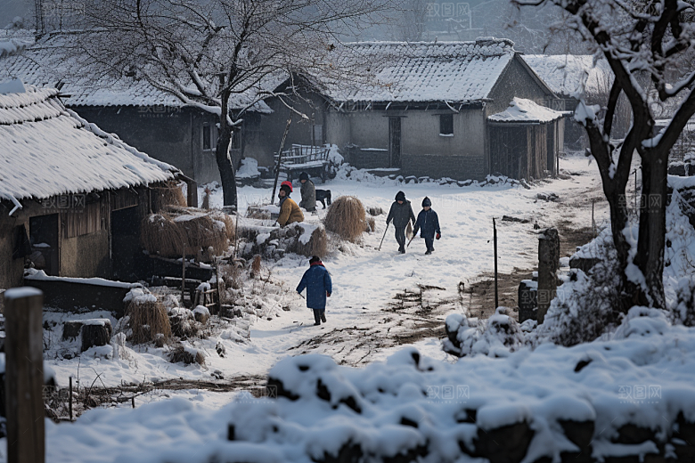 东北雪乡雪景高清素材