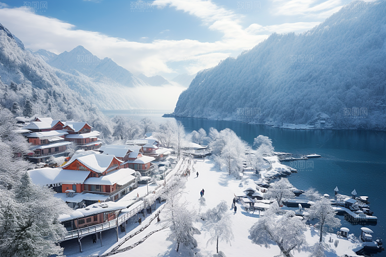 东北雪乡景区雪景素材