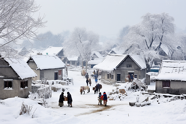 东北雪乡高清雪景素材