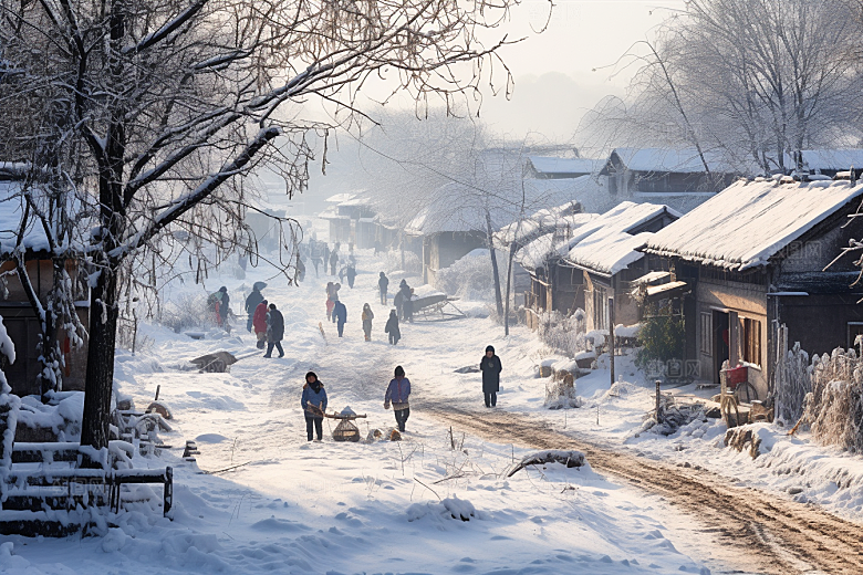 东北雪乡大雪景区素材