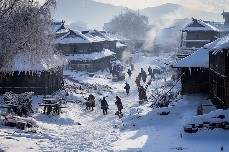 东北雪乡雪景哈尔滨素材