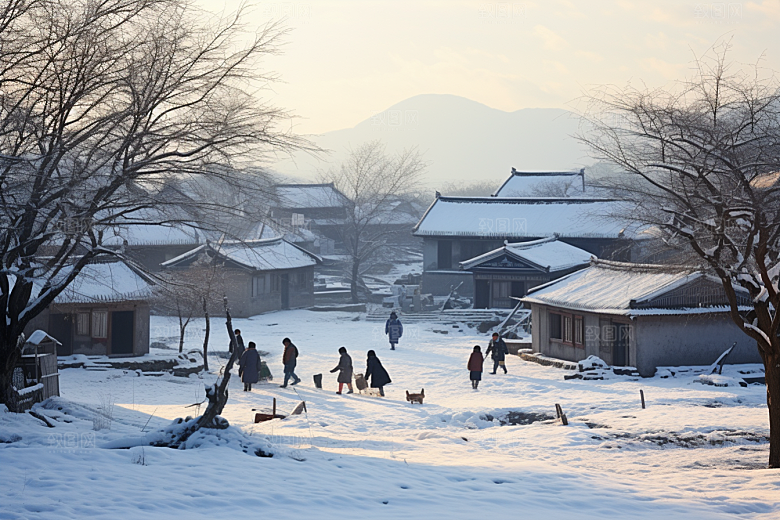 东北雪乡风光哈尔滨素材