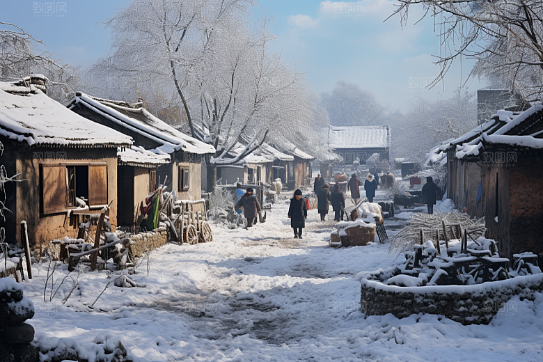 东北雪乡大雪哈尔滨素材