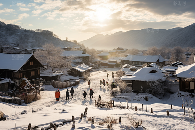 东北雪乡景区大雪素材