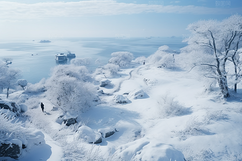 东北雪乡雪景北方素材