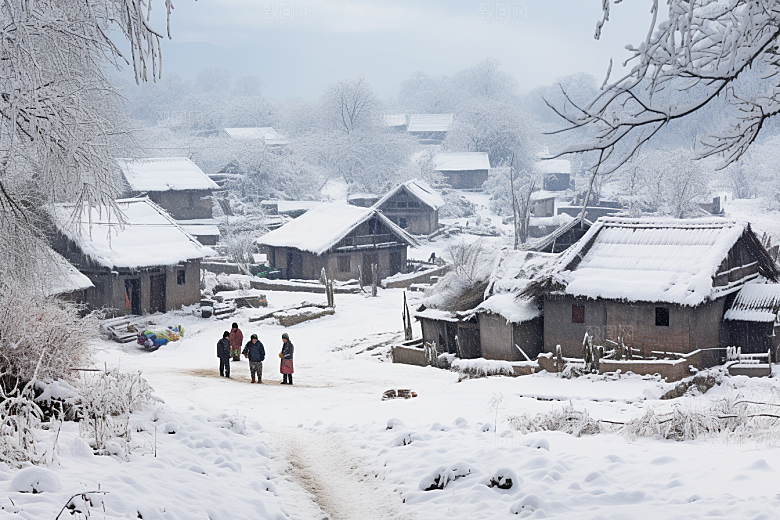 东北雪乡高清雪景素材
