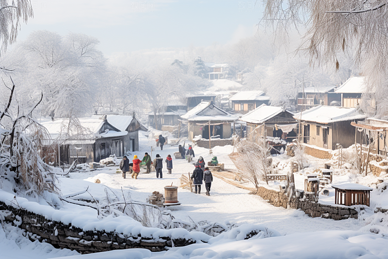 东北雪乡景区哈尔滨素材