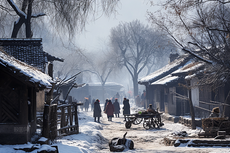 东北雪乡风光景区素材