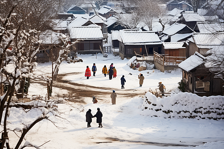 东北雪乡景区大雪素材