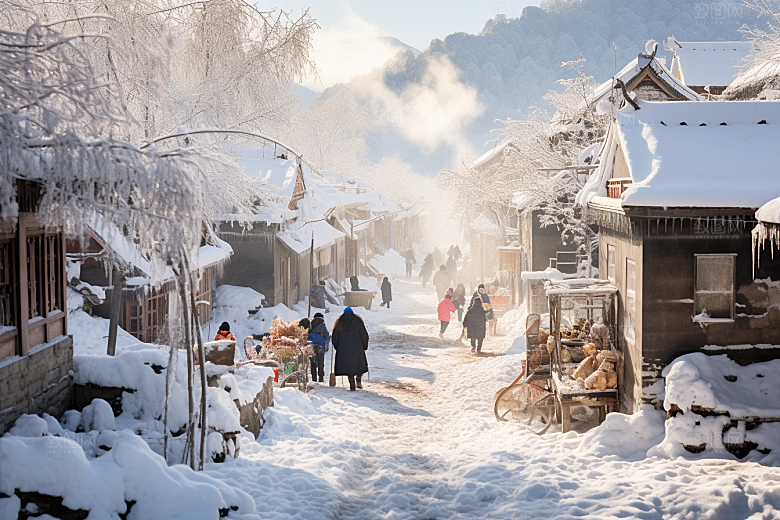 东北雪乡高清景区素材