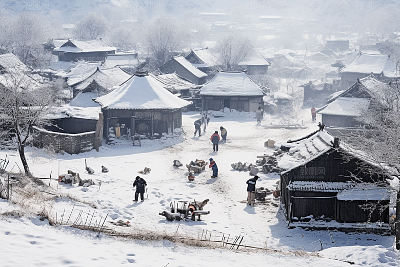 东北雪乡旅游雪景素材