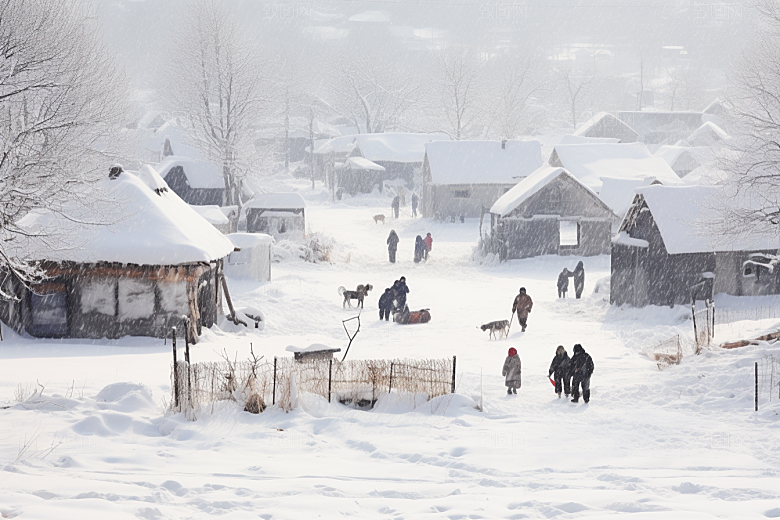 东北雪乡旅游雪景素材