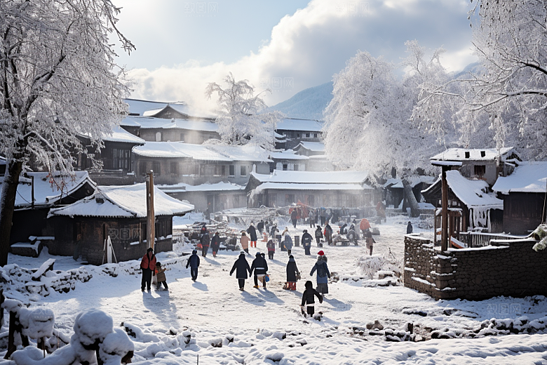 东北雪乡哈尔滨雪景素材