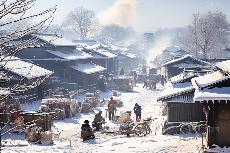 东北雪乡大雪高清素材