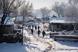 东北雪乡旅游雪景素材