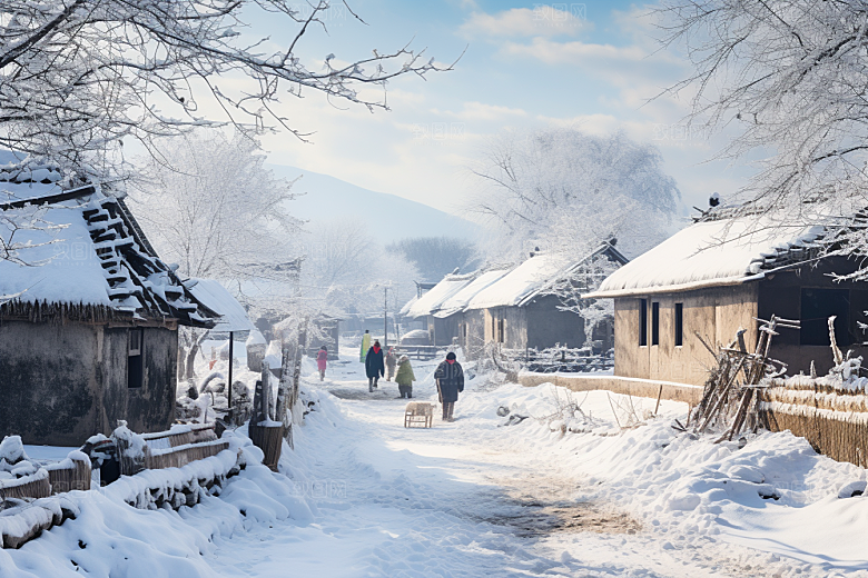 东北雪乡风光雪景素材