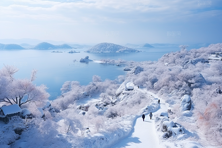 东北雪乡雪景风光素材