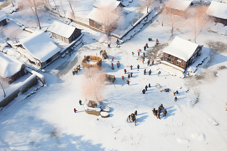东北雪乡高清雪景素材