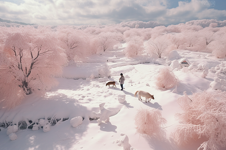 东北雪乡雪景北方素材