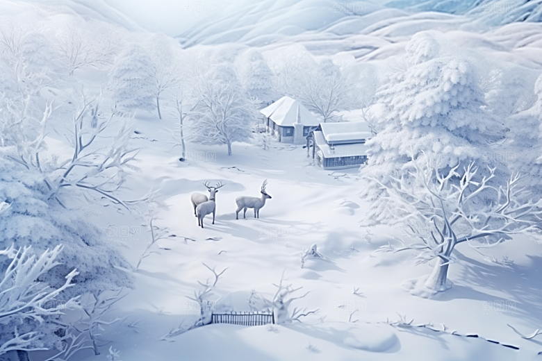 东北雪乡风光高清素材