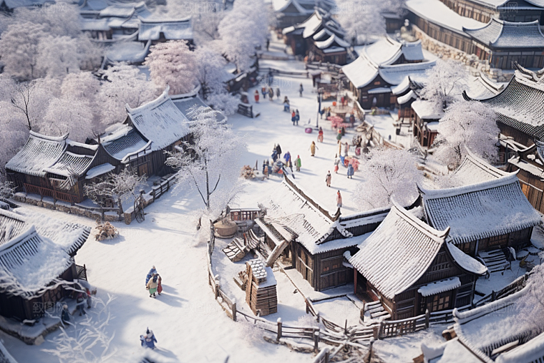 东北雪乡风光高清素材