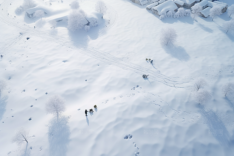 东北雪乡雪景大雪素材