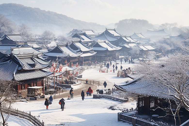 东北雪乡高清景区素材