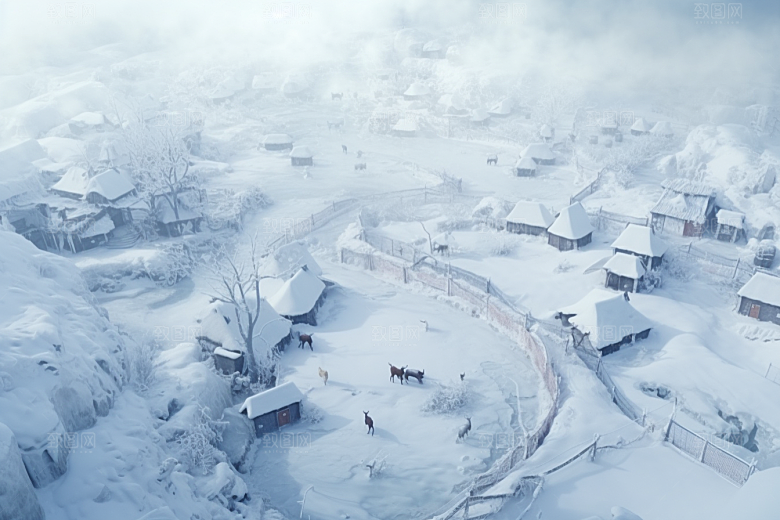 东北雪乡大雪景区素材