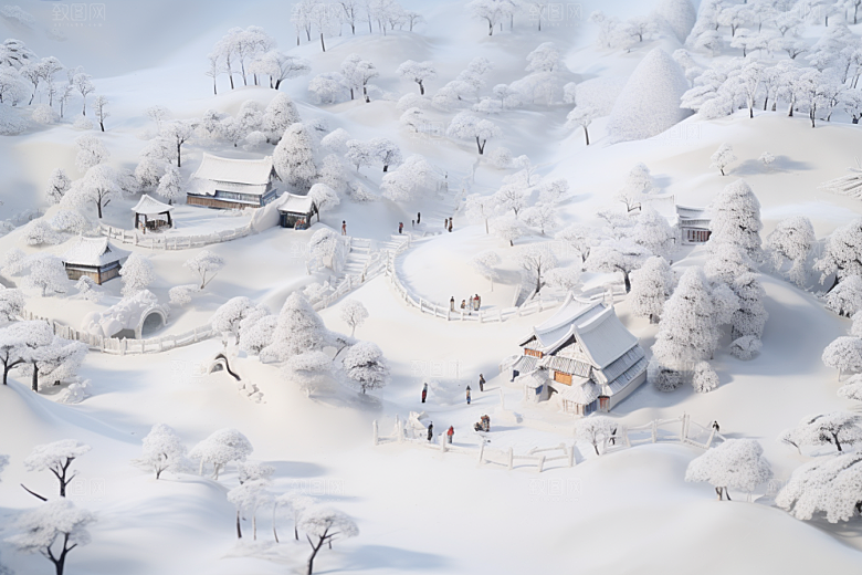 东北雪乡哈尔滨雪景素材