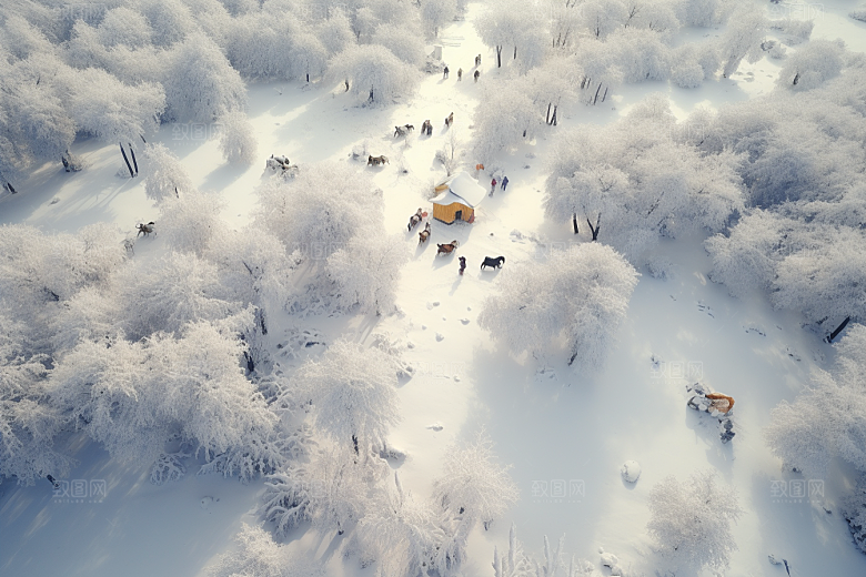 东北雪乡雪景高清素材