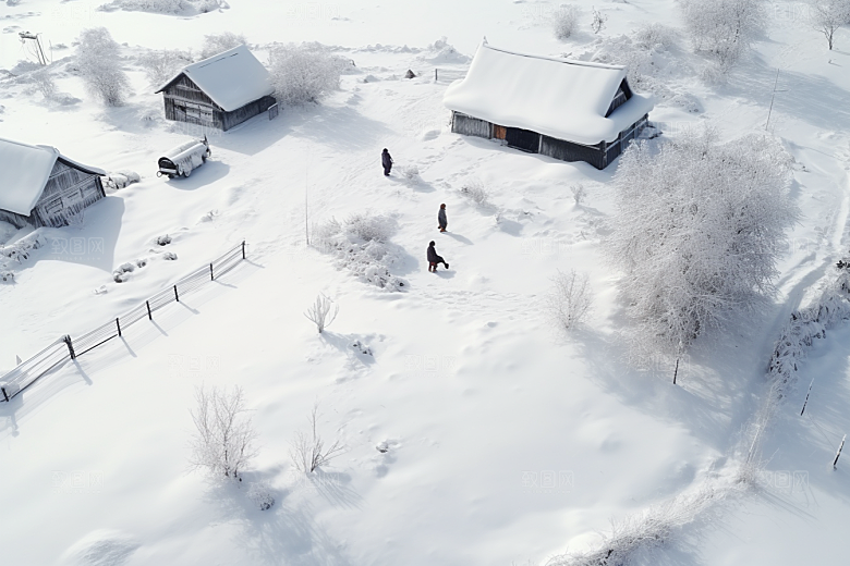 东北雪乡景区雪景素材