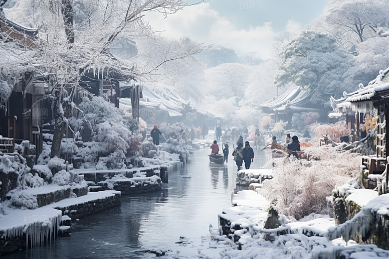 东北雪乡风光雪景素材