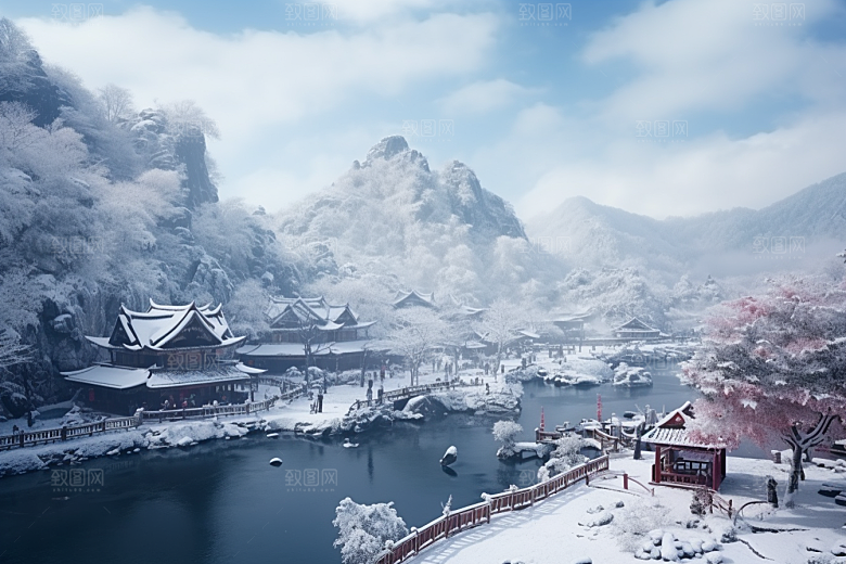 东北雪乡旅游雪景素材