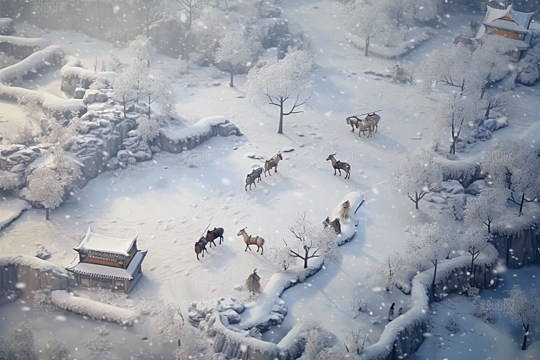 东北雪乡风光雪景素材