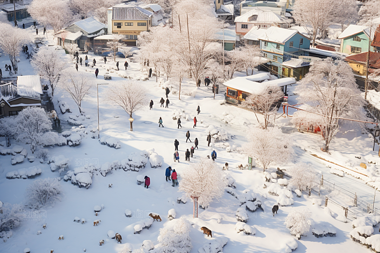 东北雪乡风光雪景素材