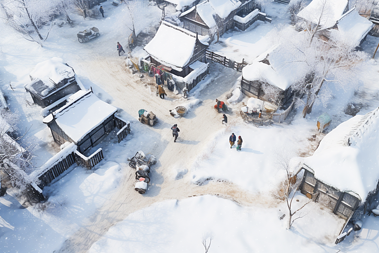 东北雪乡大雪景区素材