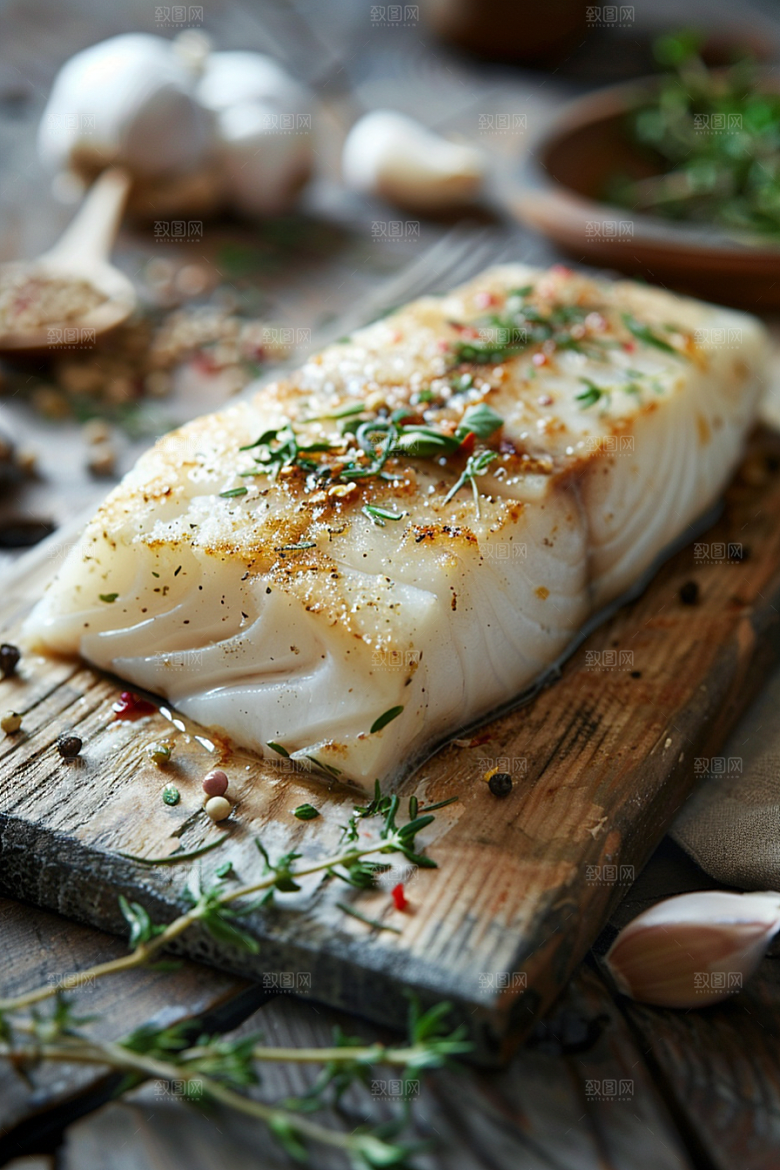 鳕鱼海鲜美食摄影图