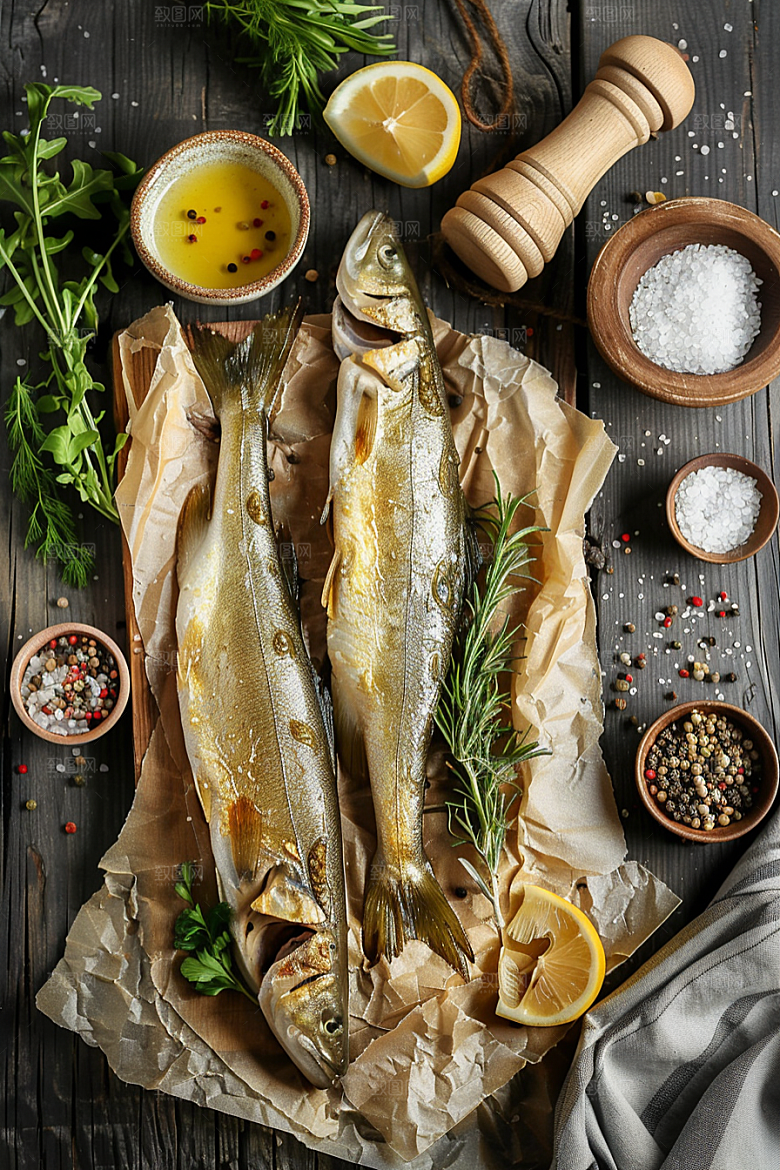 鳕鱼美食海鲜摄影图