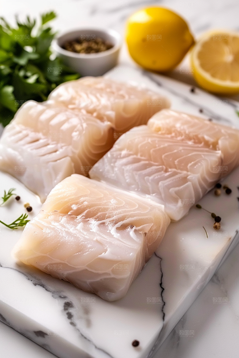 鳕鱼肉质细腻海鱼摄影图
