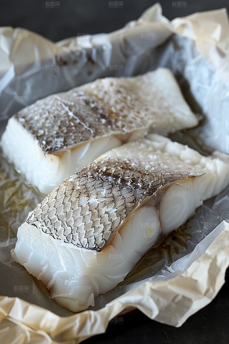 鳕鱼海鱼食材摄影图