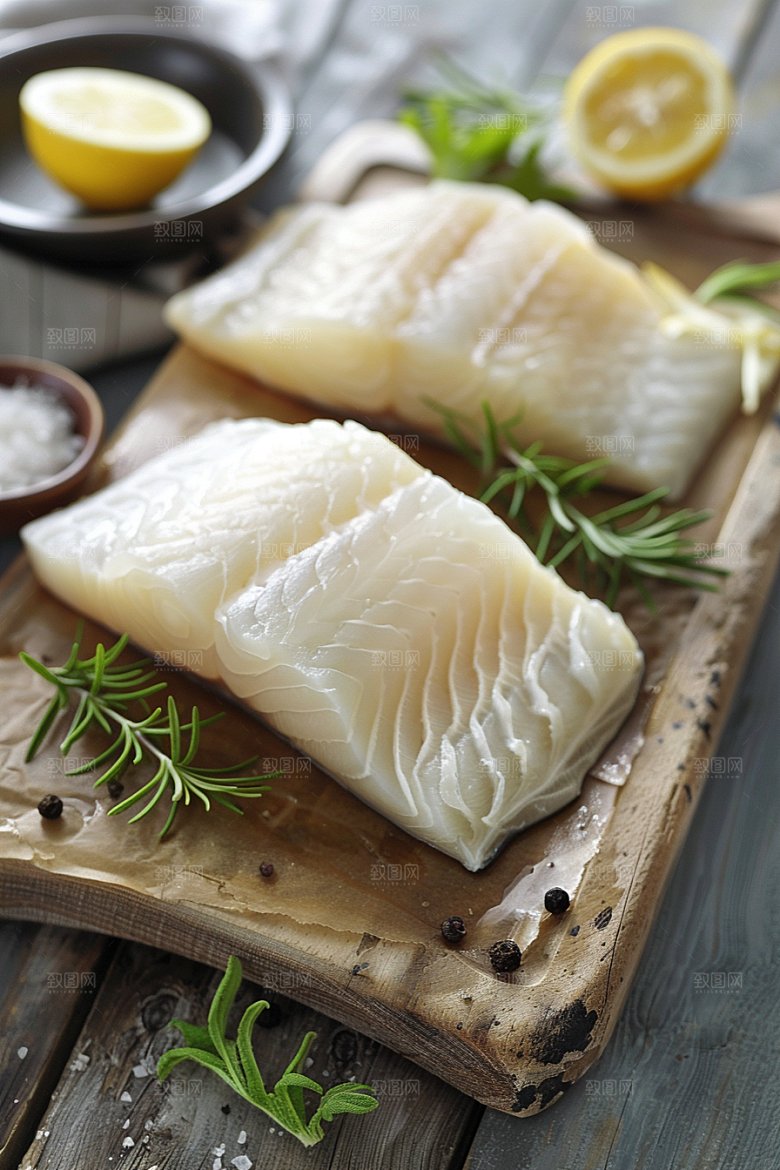 鳕鱼美食新鲜摄影图