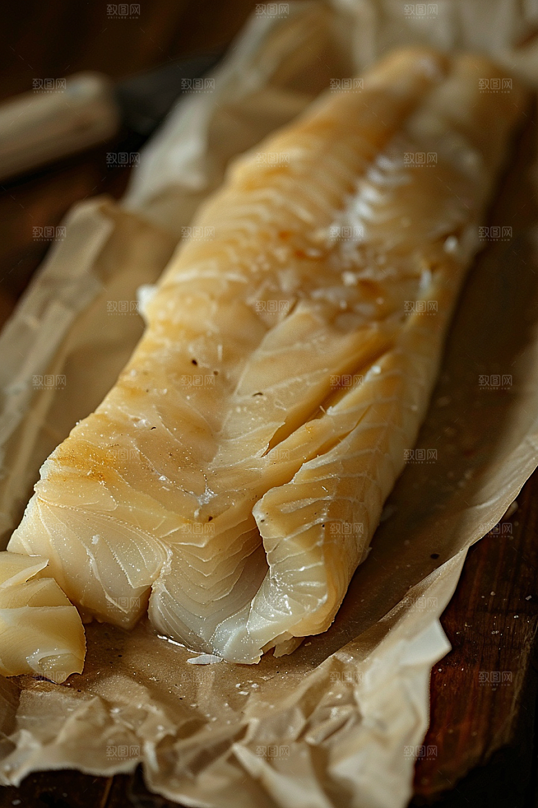 鳕鱼肉质细腻美味摄影图